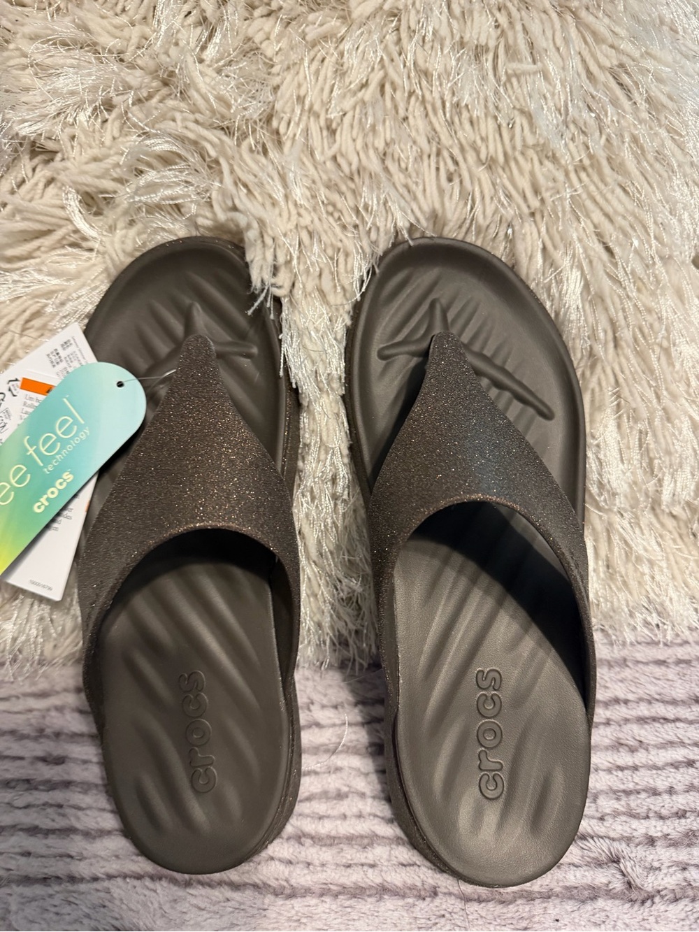 CROCS Women’s Glitter Brown Slide Sandals